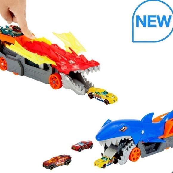 🔥 HOT WHEELS CITY 2 Battling Creatures Transporter Vehicle Set+10 Die Cast Cars - Picture 3 of 16